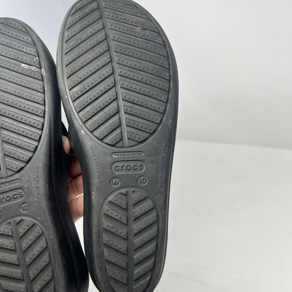 Crocs Hilga Black Gray Slip On Slides Womens Size 10 Wedge Summer Sandal Beach - Picture 4 of 15